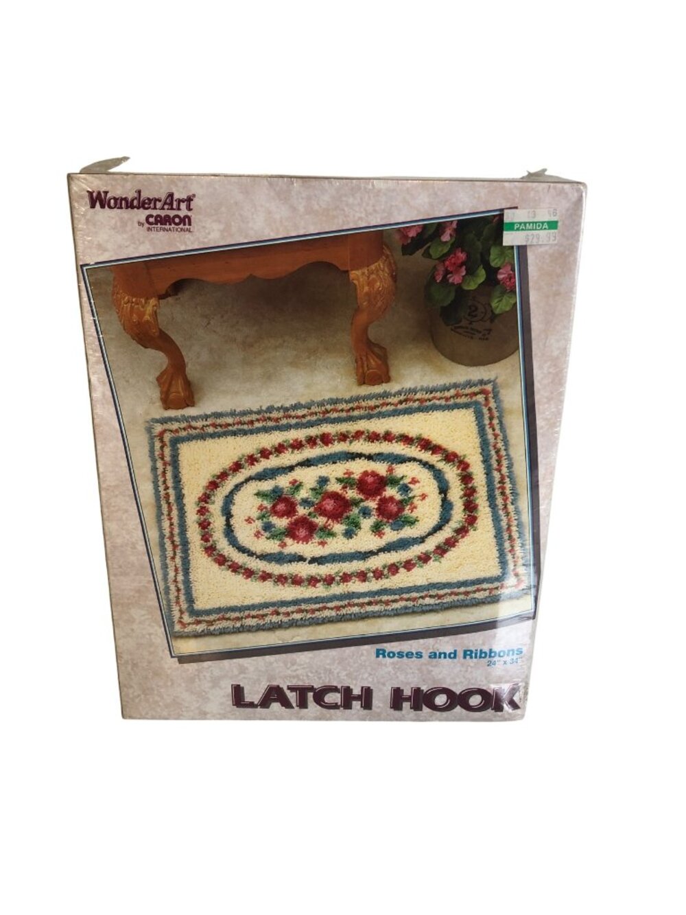 WonderArt Roses and Ribbons Latch Hook Kit 24in X 34in Floral Home Decor Vintage
